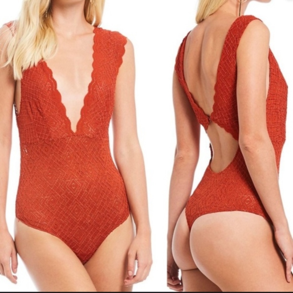 FREE PEOPLE EVERYDAY OKAY LACE BODYSUIT XS